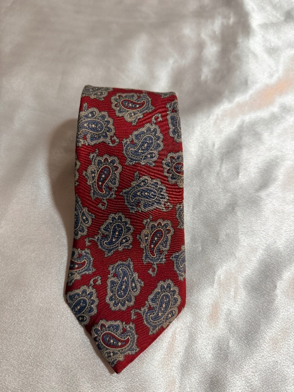 Vintage Christian Dior Silk Tie Red Paisley Made USA Italian Fabric